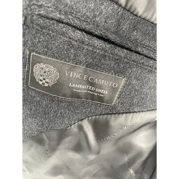 Vince Camuto Trench Coat Mens Large Full Length Charcoal Gray Overcoat Designer - Picture 10 of 13